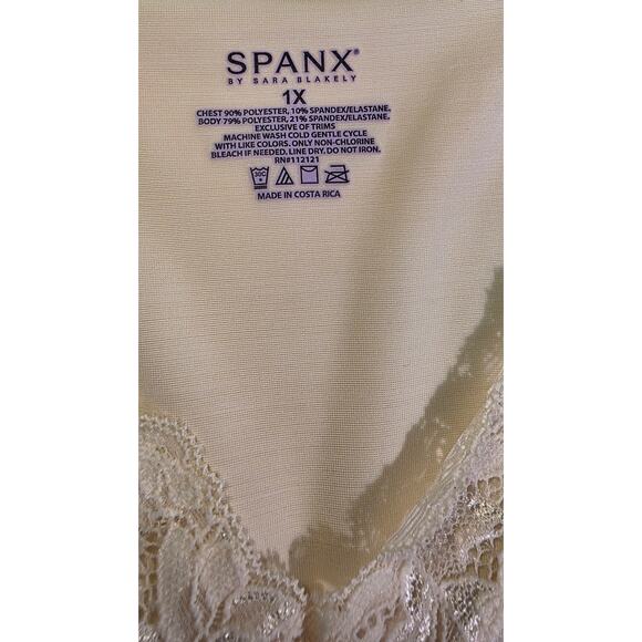 Spanx Hide & Sleek Lace Trim V-Neck Cami Shaping Tank Top Ivory Plus Size 1X - Picture 3 of 4